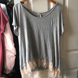Grey Tee with Lace